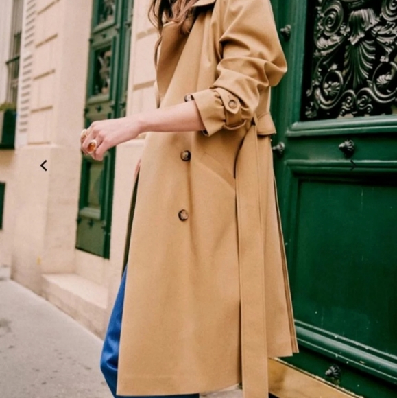 Imported Sezane Scott trench coat camel NEW - Picture 6 of 16